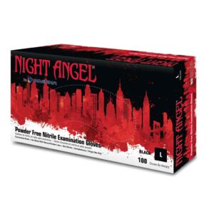 Adenna Night Angel Black Nitrile Gloves - 4 Mil Latex-Free Exam Gloves (100/Box)